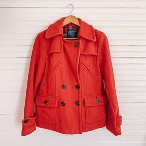 American Eagle Rusty Red Wool Pea Coat Jacket